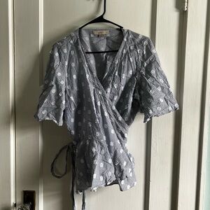 Striped Navy and White Wrap Top